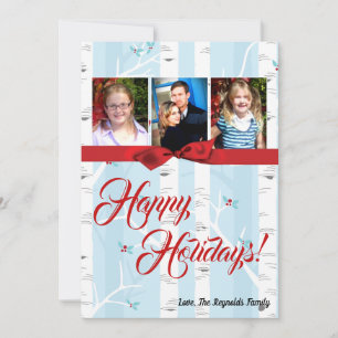 Festividades cartão com fotos de inverno XMAS, Árvore de Natal,