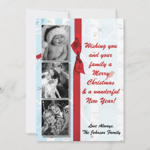 Festividades cartão com fotos de inverno XMAS, Árvore de Natal,