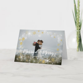 Festividades cartão com fotos de Natal casado e feliz