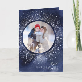 Festividades Cartão com fotos de Natal com Floco de Neve Branco