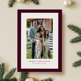Festividades cartão com fotos de Natal de Houndstooth Plum