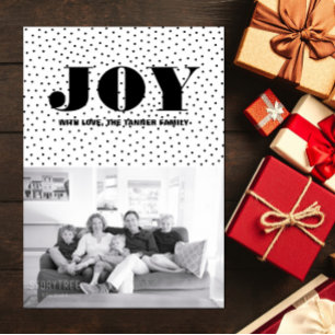 Festividades Cartão com fotos de Natal de Joy Dotado   Preto