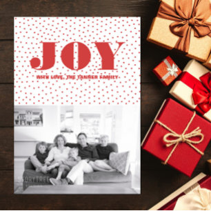 Festividades Cartão com fotos de Natal de Joy Dotado   Vermelho