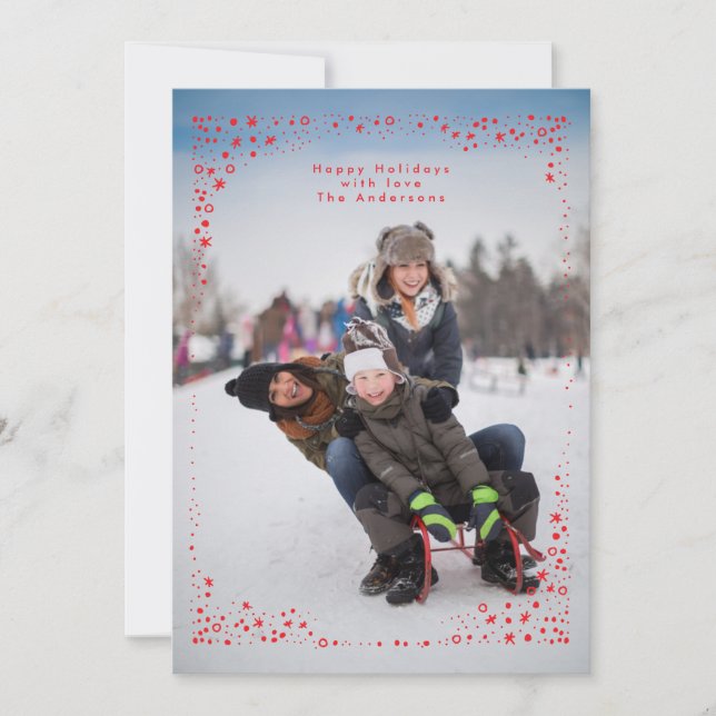 Festividades cartão com fotos de Natal de quadro estrelado (Frente)