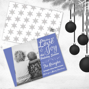 Festividades Cartão com fotos de Natal do Love & Joy Periwinkl