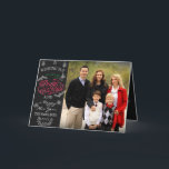 Festividades Cartão com fotos de Natal Dobrado em Chalkboard<br><div class="desc">Cartão com fotos dobrado de Natal em quadro chalkboard com aquarela "feliz roteiro pintado de Natal e giz de Natal e elementos de neve.</div>
