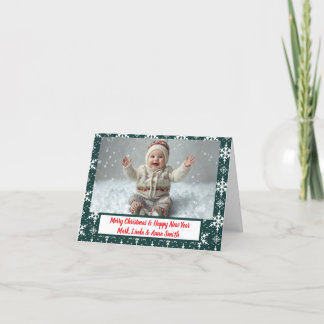 Festividades Cartão com fotos de Natal Dobrado em Flocos de Nev