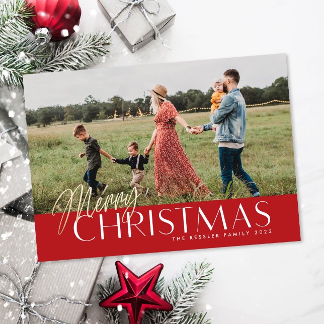 Festividades Cartão com fotos de Natal Dourado (Criador carregado)