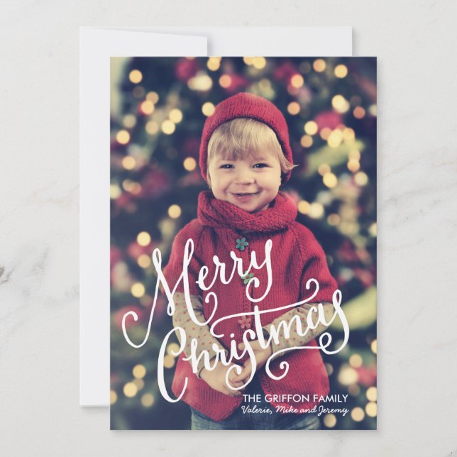 Festividades Cartão com fotos de Natal Feliz, com Mão (Frente)