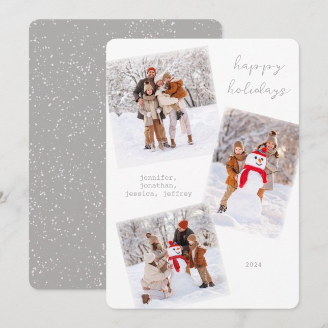 Festividades Cartão com fotos de Natal Feliz de inverno Branco (Frente/Verso)