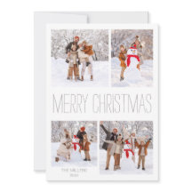 Cartão com fotos de Natal Feliz de inverno Branco