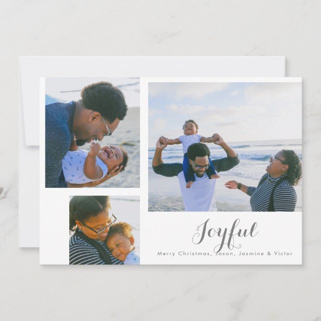 Festividades Cartão com fotos de Natal Feliz em Branco (Frente)