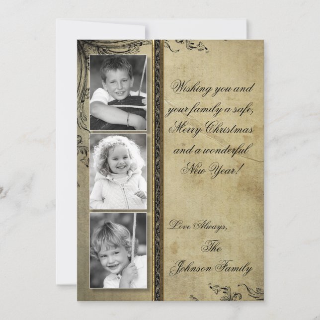 Festividades cartão com fotos de Natal Feliz XMAS 5x7 (Frente)