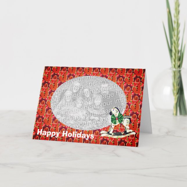 Festividades Cartão com fotos de Natal Gingerbird Cookie (Frente)