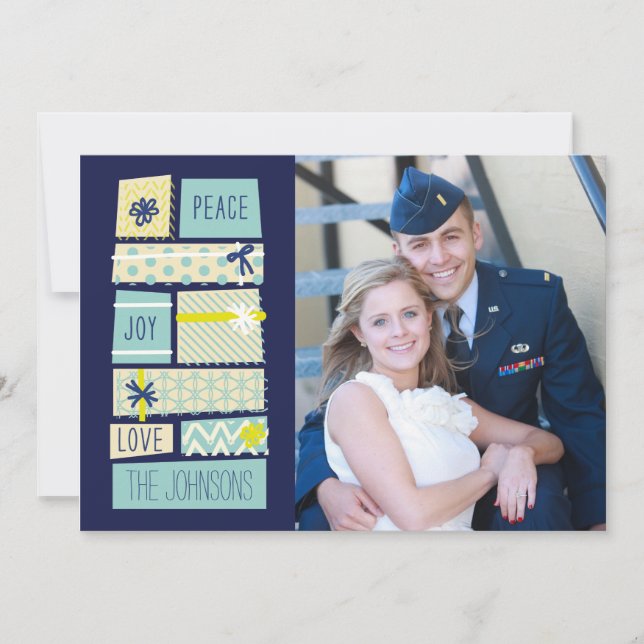 Festividades Cartão com fotos de Natal Ilustrado Apresenta Féri (Frente)