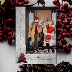 Festividades Cartão com fotos de Natal moderno   Vermelho