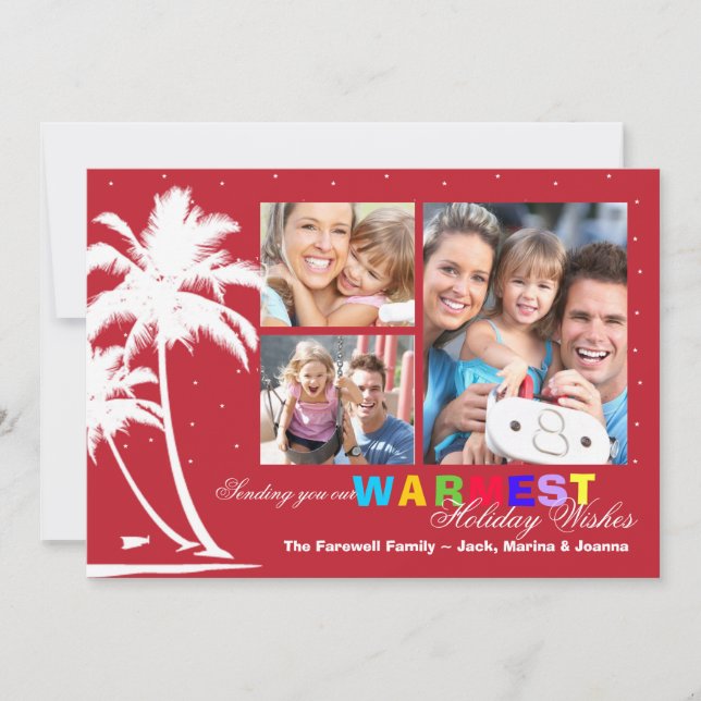 Festividades Cartão com fotos de Natal Tropical Palms (Frente)