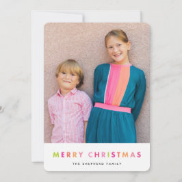 Festividades Cartão com fotos de néon moderno do Feliz Natal