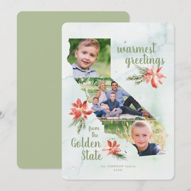 Festividades Cartão com fotos de Ouro do Estado do Mapa do Feri (Frente/Verso)