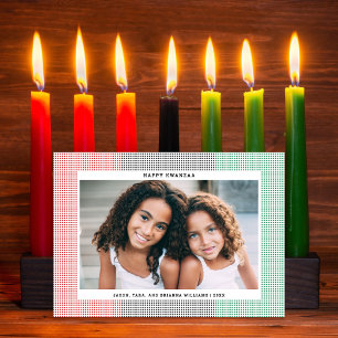 Festividades Cartão com fotos de Padrão de Grade Moderna do Kwa