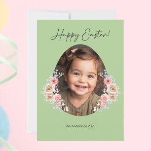 Festividades Cartão com fotos de páscoa com quadro de ovos flor