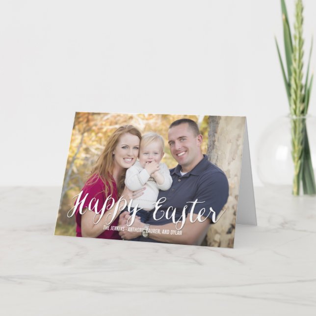 Festividades Cartão com fotos de Páscoa de Script Clássico (Frente)