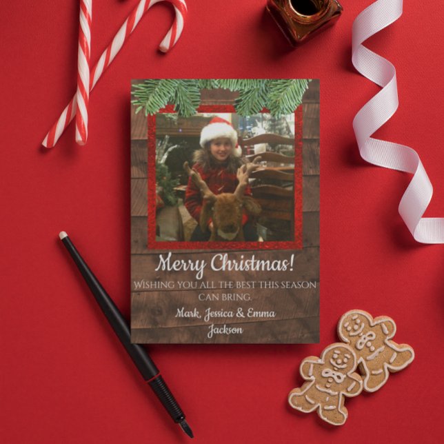 Festividades Cartão com fotos de pinheiro e madeira de Natal (Criador carregado)