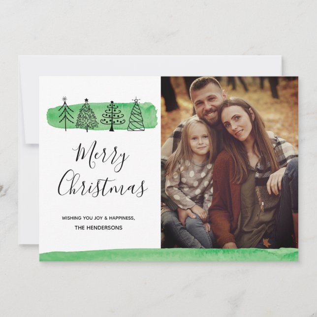 Festividades Cartão com fotos de Portas de Aquarela Moderna (Frente)