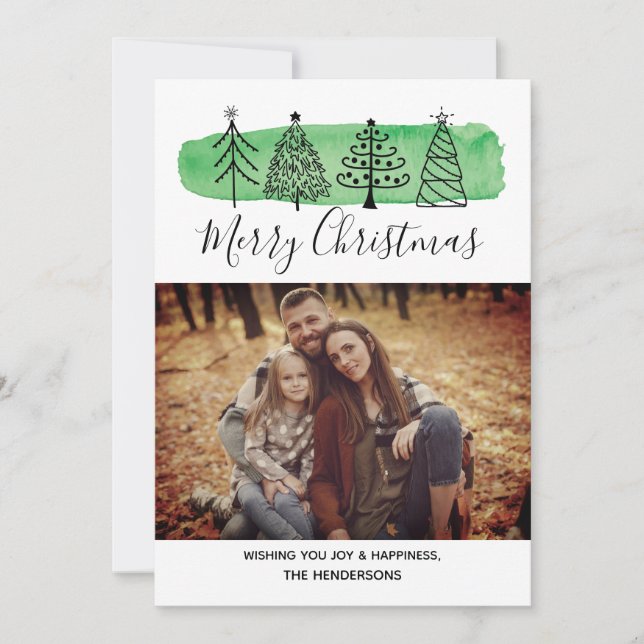 Festividades Cartão com fotos de Portas de Aquarela Moderna (Frente)