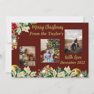 Festividades Cartão com fotos de saudação da decoração de Natal