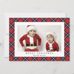 Festividades Cartão com fotos de Tartan do Marinho Vermelho par