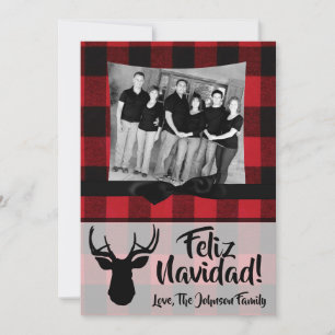 Festividades cartão com fotos de veados XMAS Vermelho Xadrez Pr