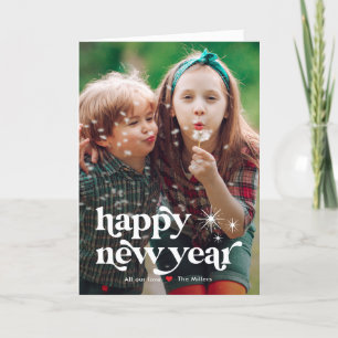 Festividades Cartão com fotos do Feliz ano novo de tela traseir