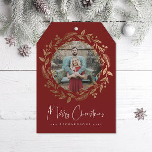 Festividades Cartão com fotos Faux Dourado de Férias de Natal