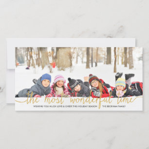 Festividades Cartão com fotos Faux Dourado de Natal com Tipogra
