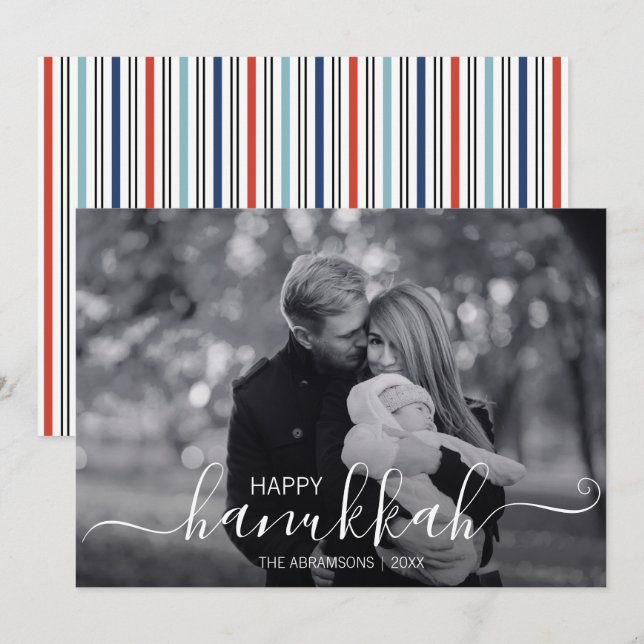 Festividades Cartão com fotos Feliz Feriado de Hanukkah (Frente/Verso)