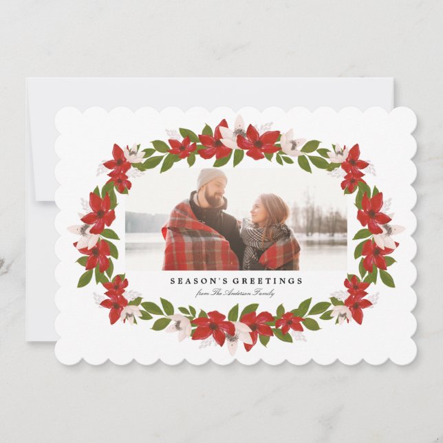 Festividades Cartão com fotos Feriado de Quadro Floral (Frente)