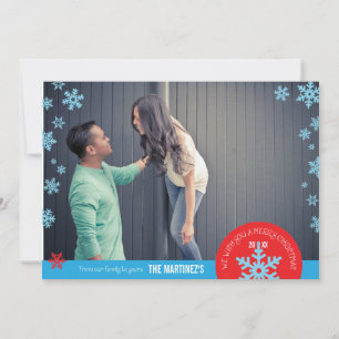 Festividades cartão com fotos Fotográfico Floco de Neve 5x7 1