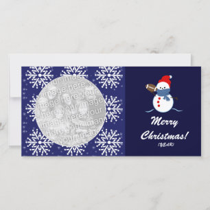 Festividades Cartão com fotos - Futebol de Snowman de Natal