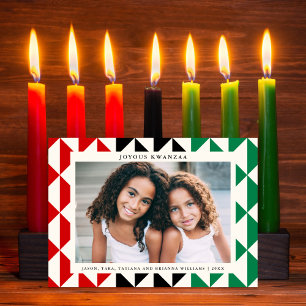 Festividades Cartão com fotos Geométrico de Férias Joyous Kwanz