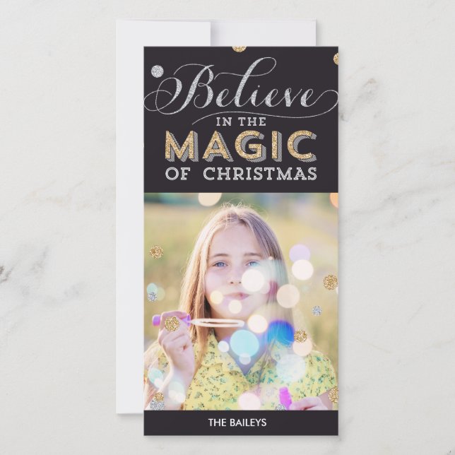 Festividades Cartão com fotos Natal de Férias Mágicas - Preto (Frente)