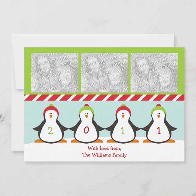 Festividades Cartão com fotos Penguins de Férias (Frente)