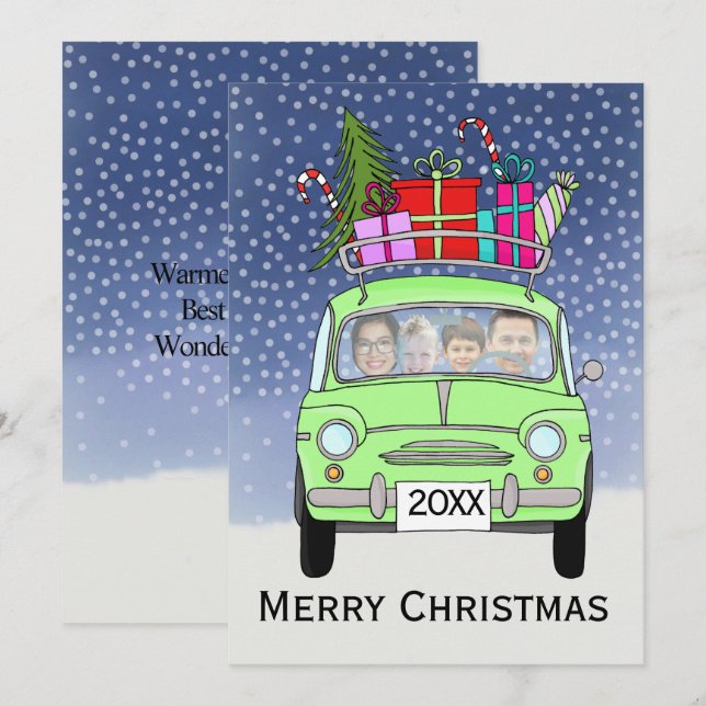 Festividades Cartão com fotos personalizável de Natal (Frente/Verso)