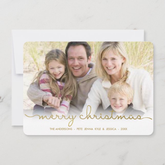 Festividades Cartão com fotos Plana de Manuscrito de Feliz Nata (Frente)