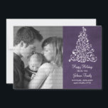 Festividades Cartão com fotos plano chalkboard de árvore Sparkl<br><div class="desc">Tendy and na moda Sparkle Tree Chalkboard Flat Cartão com fotos em roxo, com um fundo de olhar de quadro e uma elegante árvore de Natal. Esta placa chic flat é perfeita para enviar desejos de férias a amigos e familiares. Personalize com sua própria foto da família e a saudação...</div>