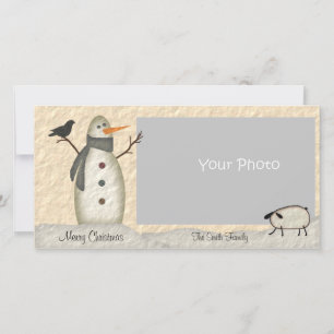 Festividades Cartão com fotos primitivo de Férias Snowman