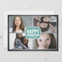 Cartão com fotos quadro azul de Hanukkah do quadro