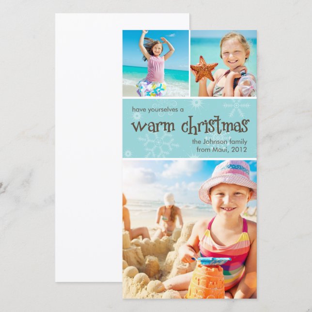 Festividades Cartão com fotos Quente de Natal Premium 4x8 (Frente/Verso)