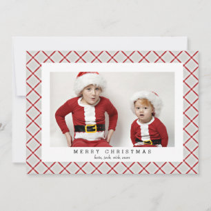 Festividades Cartão com fotos Red Tartan para as Férias de Na