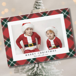 Festividades Cartão com fotos Red Tartan para as Férias de Nata